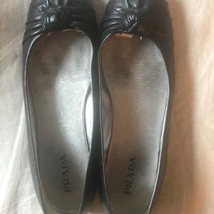 Prada black leather flats Euro size 40